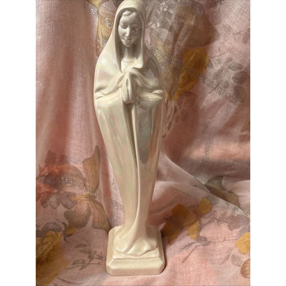 Madonna Mary Bisque Ceramic 11” Figurine Atlantic Mold‎